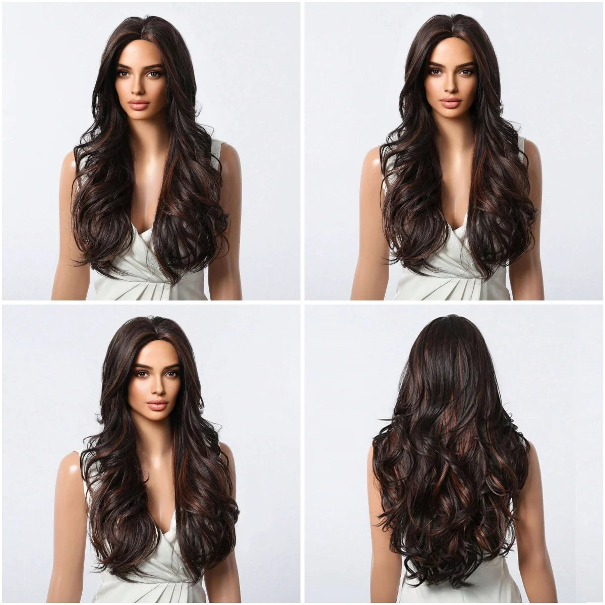Long Curly Wavy Brown Wigs