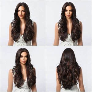 Long Curly Wavy Brown Wigs