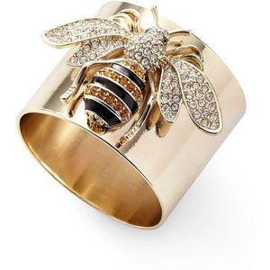 Exquisite Luxury Gold Colors Carved Bee Rings