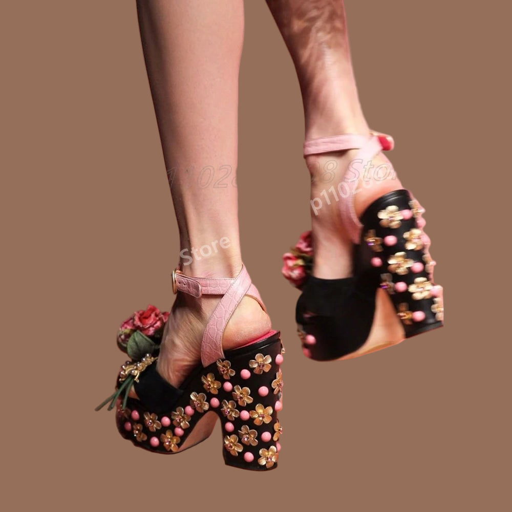 Front Rose Flowers Design Sandals