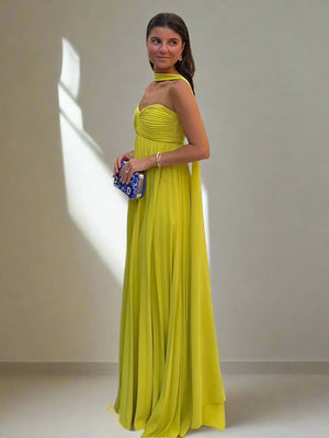 Elegant Strapless Ribbon Long Dress