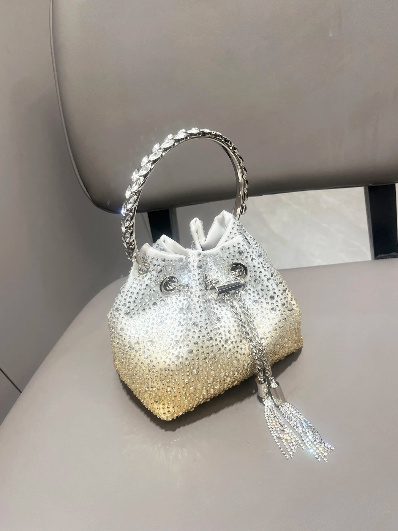 Handle Rhinestones Evening clutch Bag