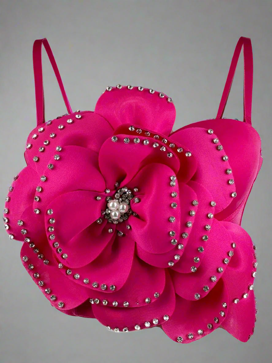 Pink White Flower Corset