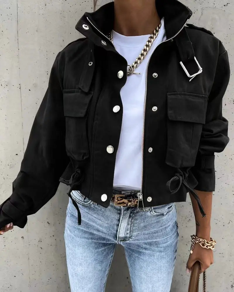 Streetwear Autumn & winter Elegant Pocket Button Coats
