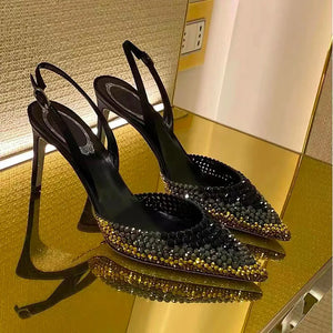 Luxury Rhinestones Gradient Slingbacks Pumps