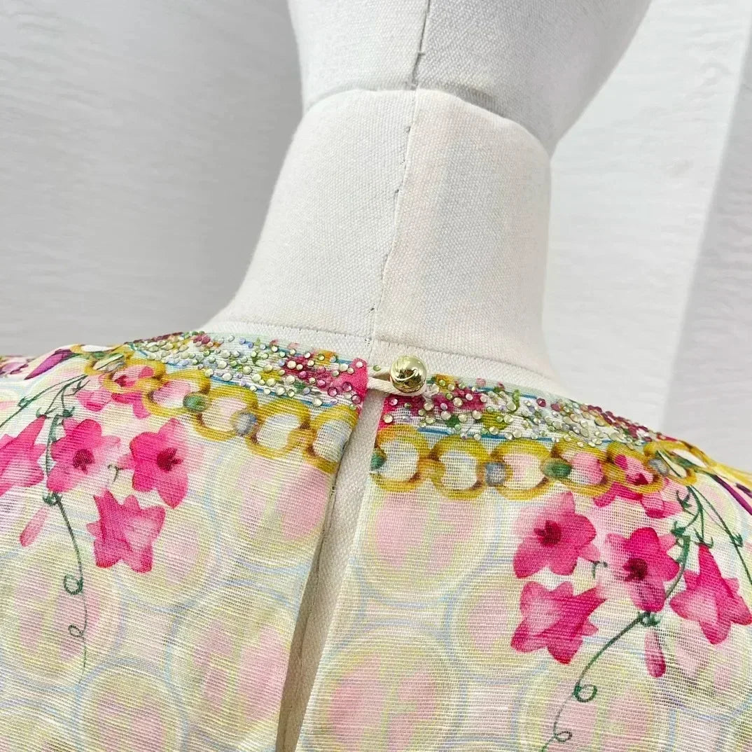 Trendy Multicolor Floral Diamonds Stretchable Dress