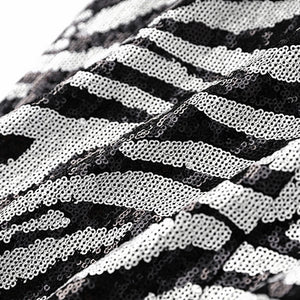 Patchwork Sequins Zebra Stripes Dress