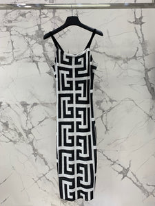 Vintage Elegant Geometric Jacquard Dress