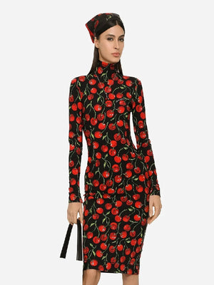 Cherry Print Corset Elegant Dress
