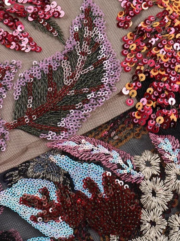 New Sexy Strapless Floral Sequin Long Dress
