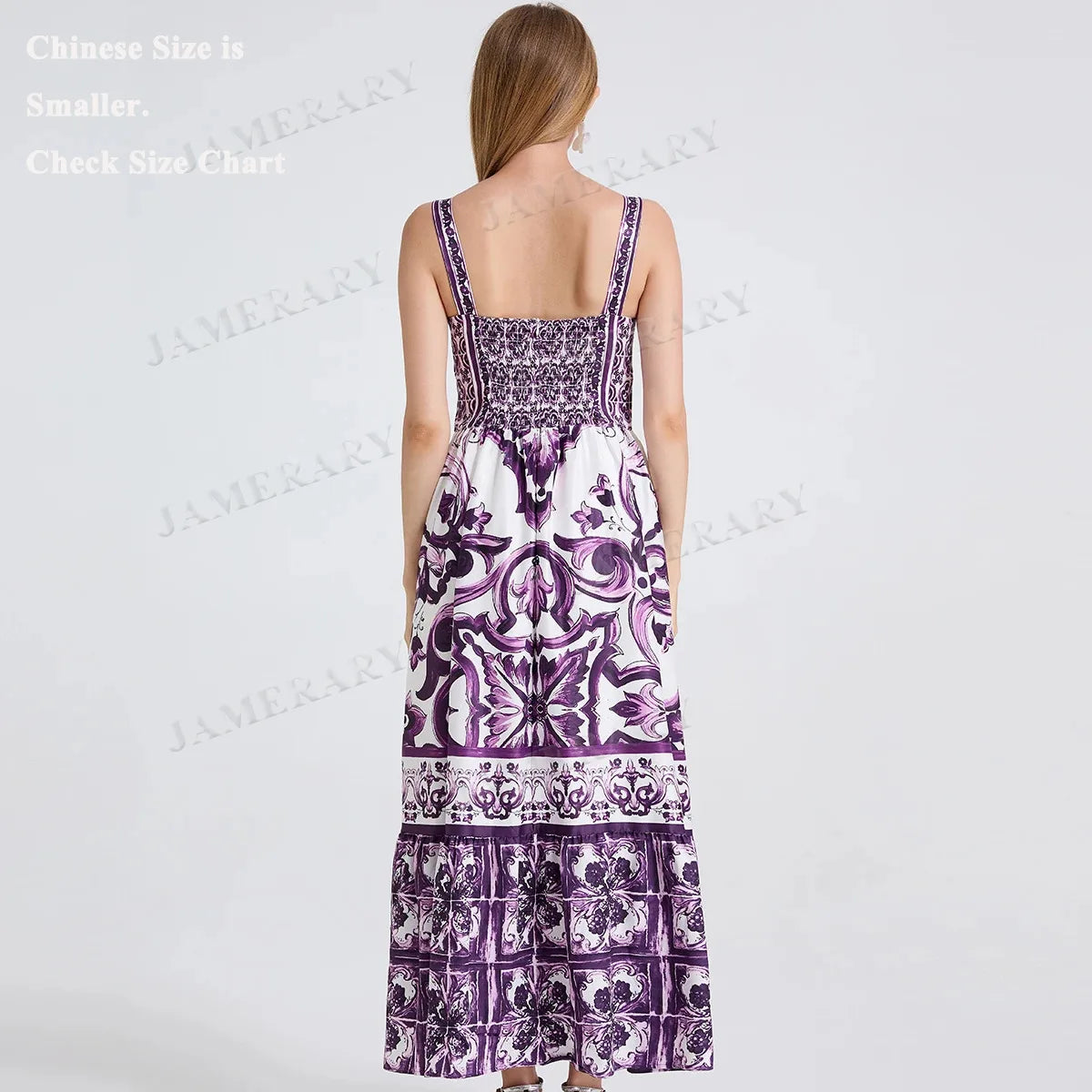 Purple Porcelain Summer Floral Maxi Dress