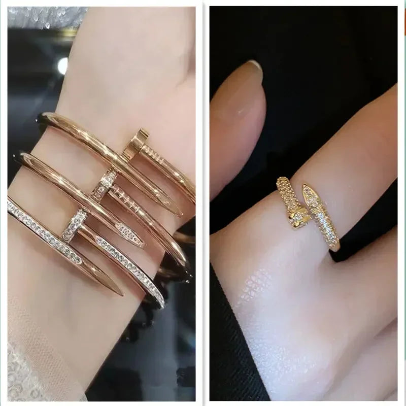 Screw Stainless Steel Copper Zircon Bracelet Luxury Jewelry