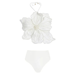 Flower Bikini Pearl Design Halter Hollow Trousers