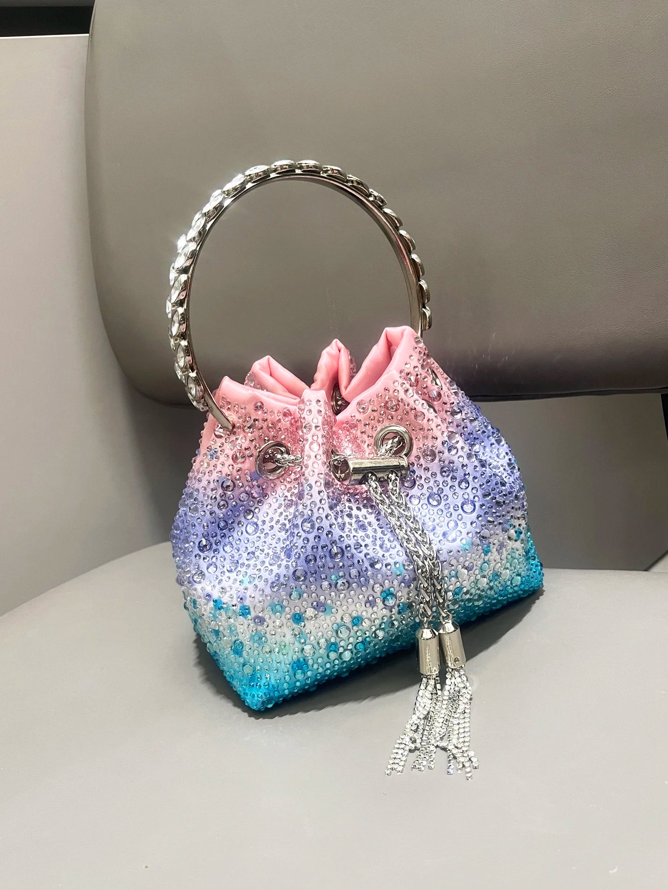 Handle Rhinestones Evening clutch Bag
