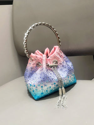 Handle Rhinestones Evening clutch Bag