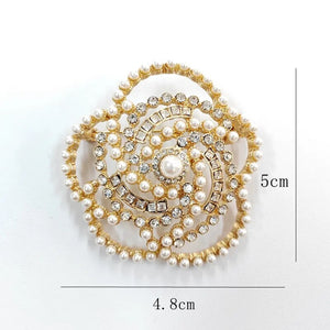 Pearl Camellia Flower Crystal  Brooch