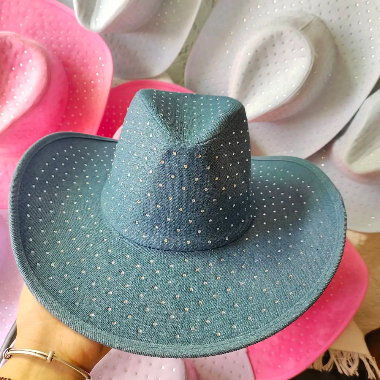 Western Cowboy Hat Rhinestone Denim