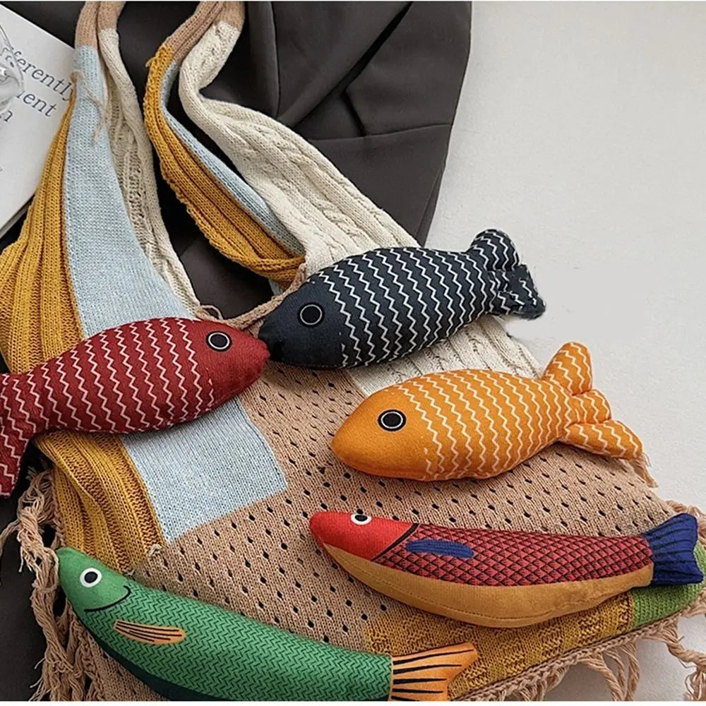 Summer Cotton Crochet Fish Large Capacity Hollow Out Weave Bag