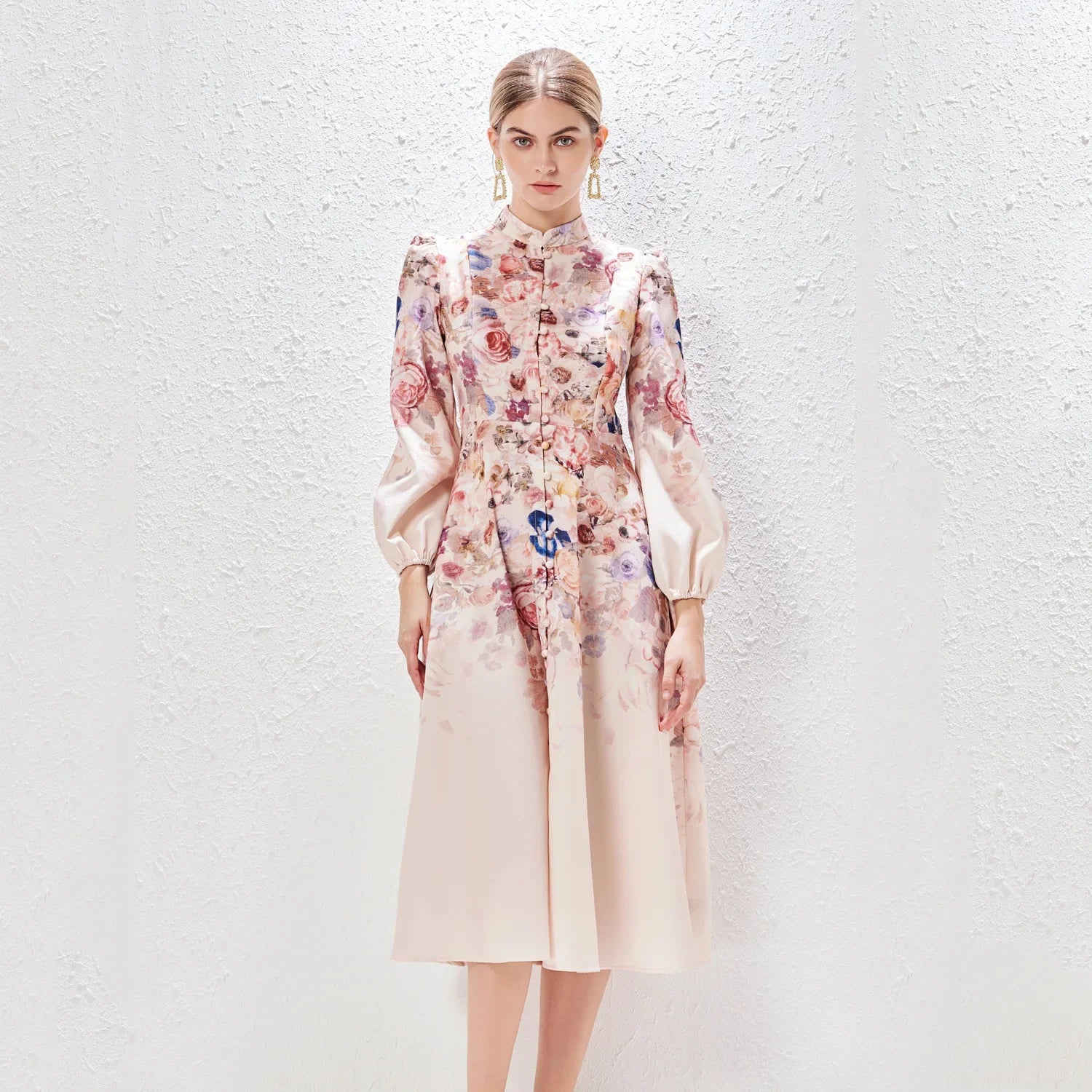 Printing Pocket Elegant Dress with Belt