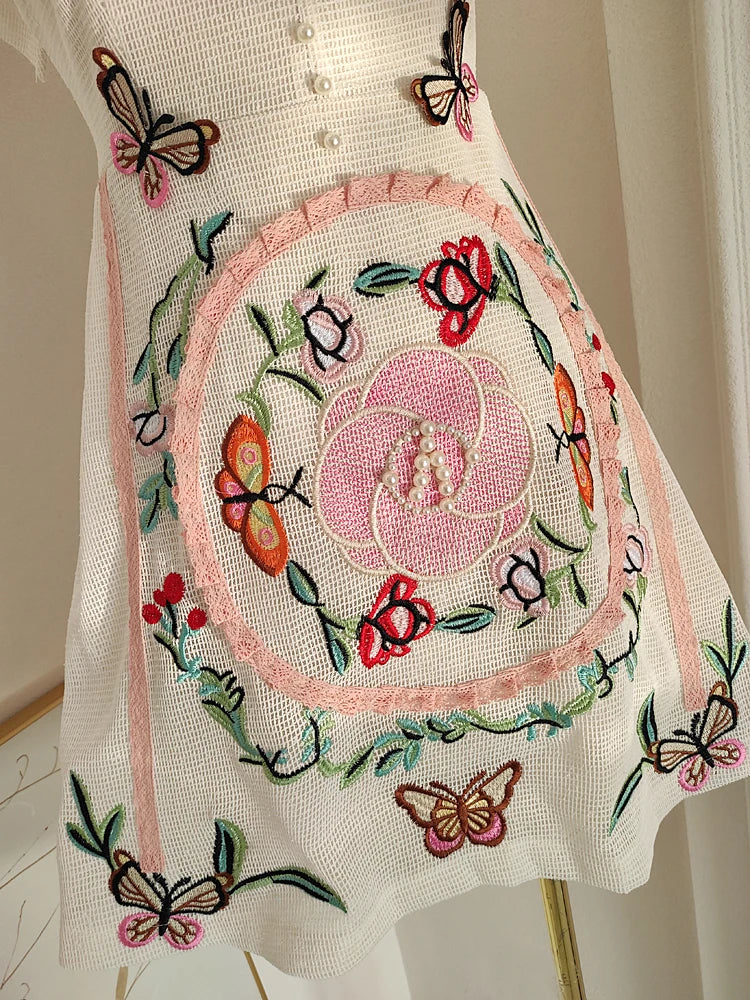 Exquisite Embroidery Luxury Beaded Vintage Dress
