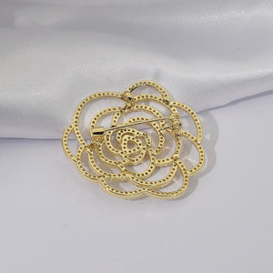 Design Camellia Crystal Zircon Rose Flower Brooch