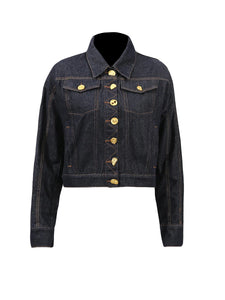 Solid Spliced Button Loose Denim Two Piece Sets