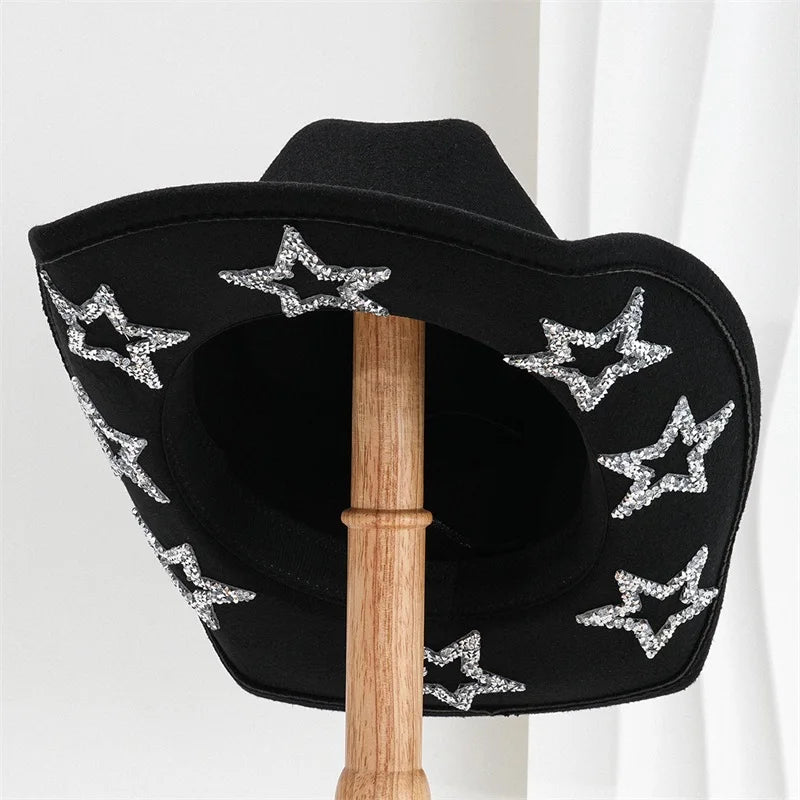 Cowgirl Hat Wide Brim Rhinestone Star Western Hats
