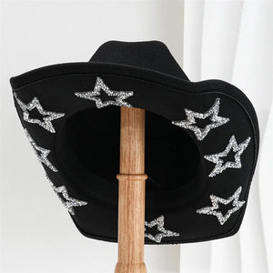 Cowgirl Hat Wide Brim Rhinestone Star Western Hats
