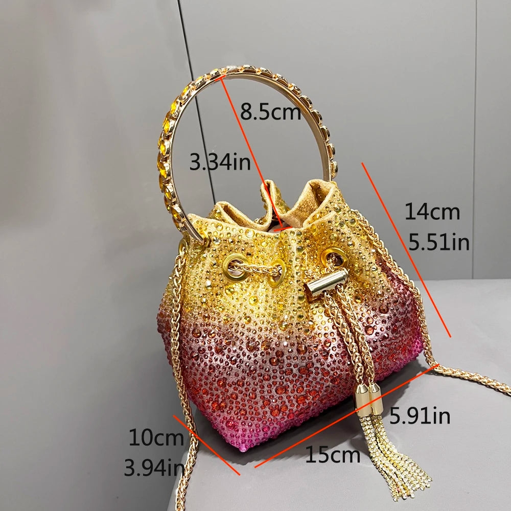 Handle Rhinestones Evening clutch Bag