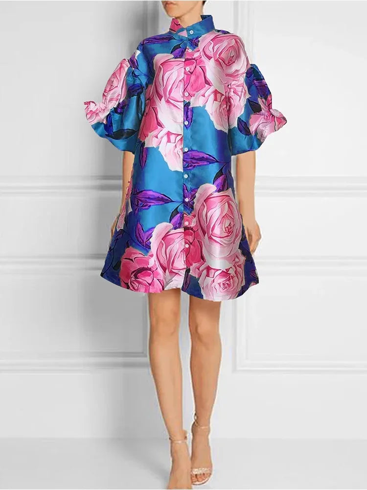 Elegant Contrasting Print Dress