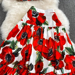 Runway Designer Floral Print Sexy 2 Piece