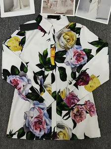Retro Elegant Rose Print Pocket two-piece
