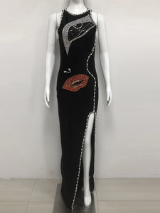 Diamond Pearl Bandage Bodycon Elegant Beading Maxi Dresses