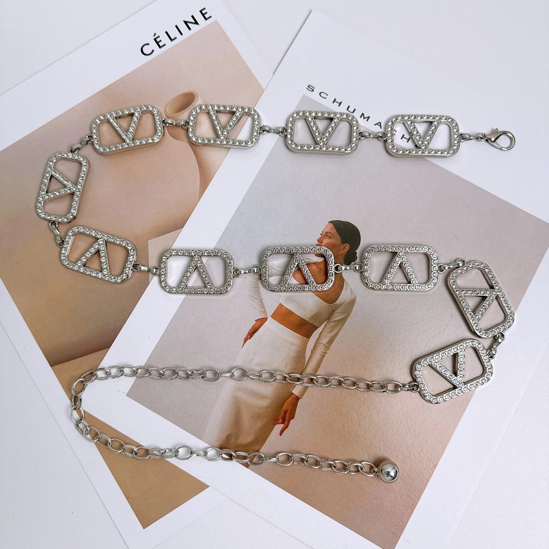 Design Adjustable Durable Retro Waist Chain Gold/Silver Carved Chain Belt