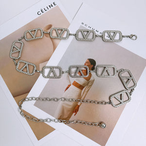 Design Adjustable Durable Retro Waist Chain Gold/Silver Carved Chain Belt