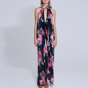 Pleat Draped Irregular Long Dress