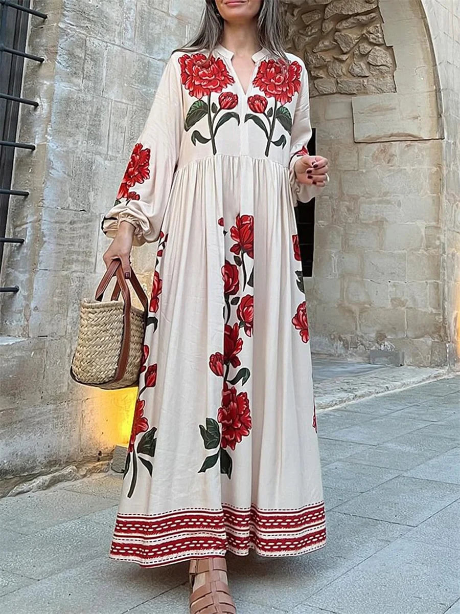 Elegant Floral Print Maxi Dress