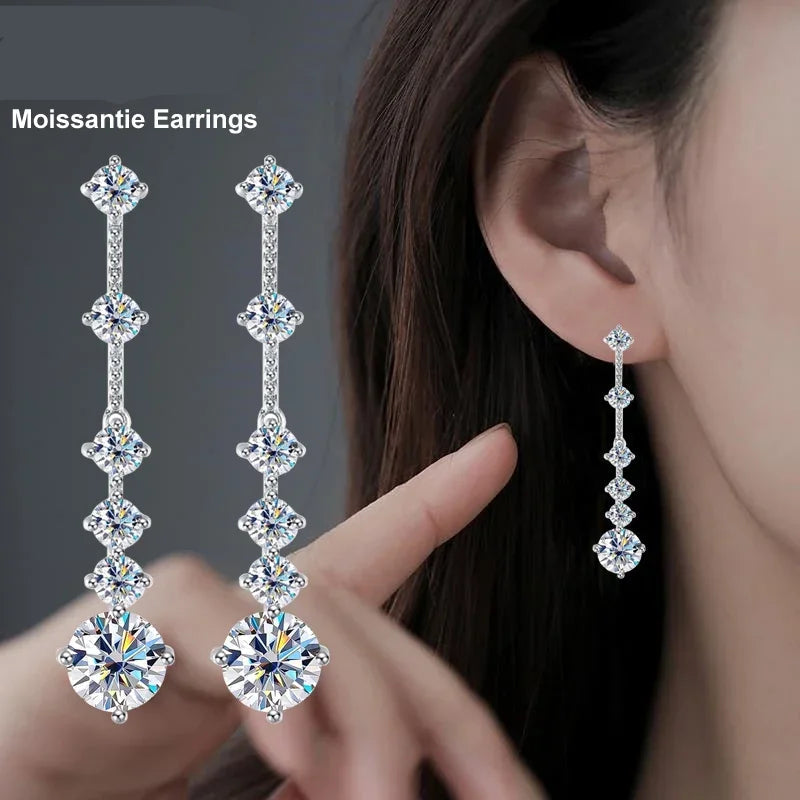 Moissanite Dangle Earrings D Color VVS1 Diamond 925 Sterling Silver