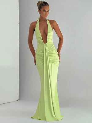 Draped Ruched Sexy Maxi Dress