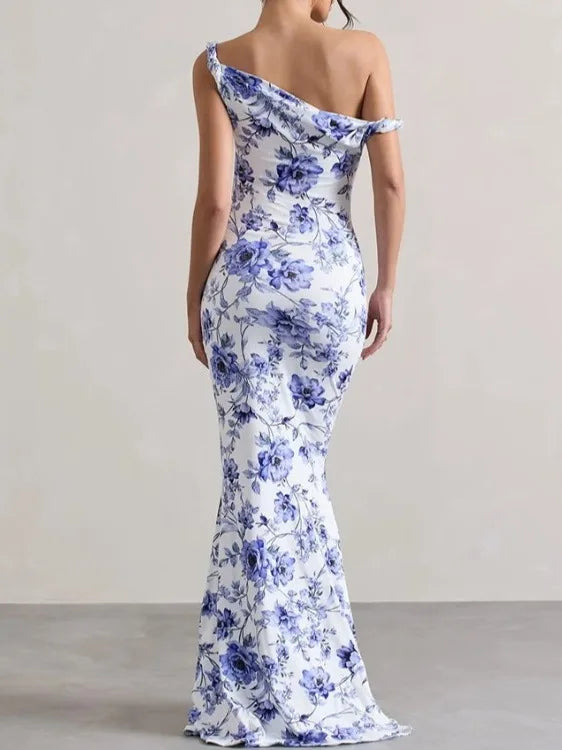 Print Slimming Wrap Body Midi Skirt H-ape Sle Dress