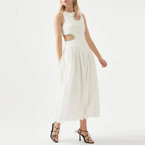 Print Slim Pleated Dress
