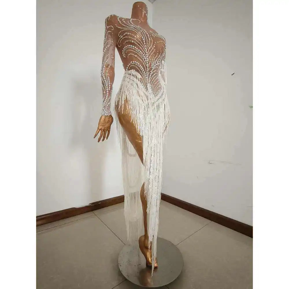 Sparkly Rhinestones Sequins Fringes Dress