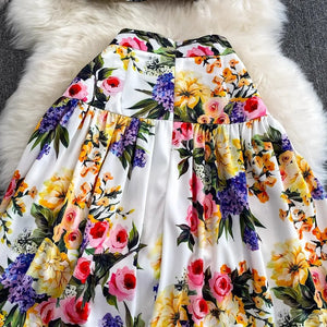 Runway Designer Floral Print Sexy 2 Piece