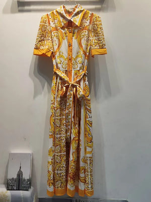 Blue-and-white Porcelain Printed Shirt Dress