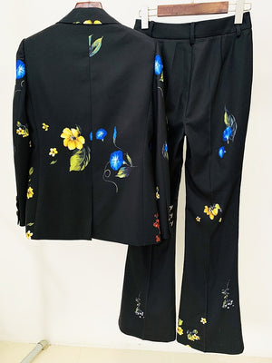 One Button Blazer Pants Set Two Piece Set