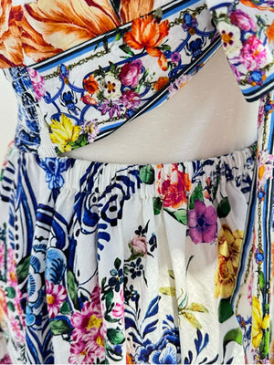 Retro Geometric Print V-neck Dress