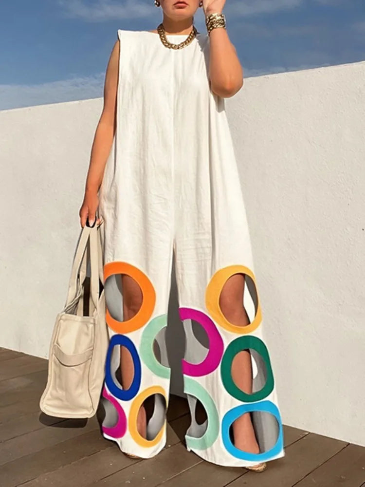 Rainbow Hollow Wide Leg Jumpsuits