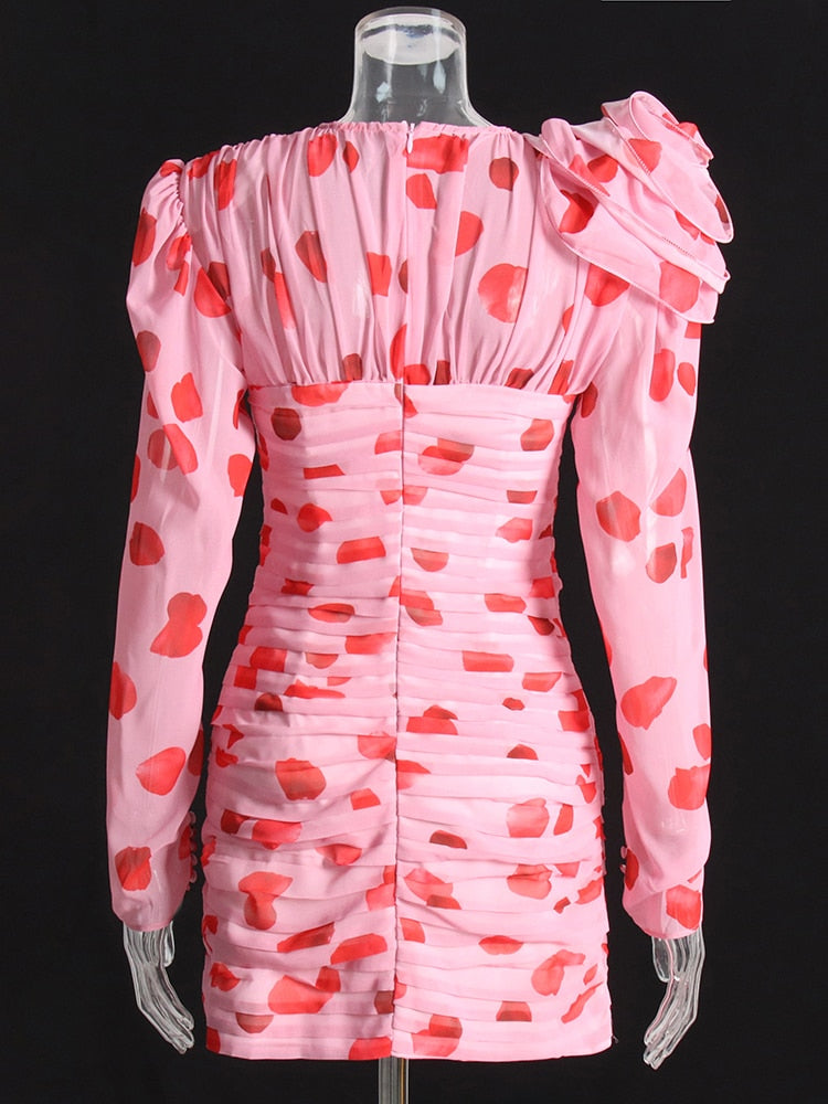 Cut Out Ruched Patchwork Floral Dress