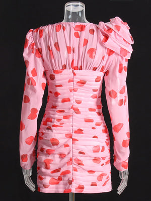Cut Out Ruched Patchwork Floral Dress
