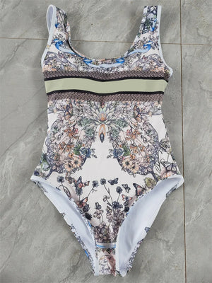 Retro Pattern Printed Personalized Swimsuit